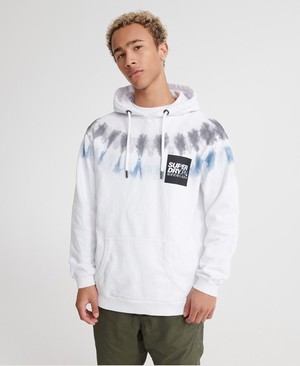 Superdry Japan Tie Dye Férfi Kapucnis Pulóver Fehér | RQEAG7436